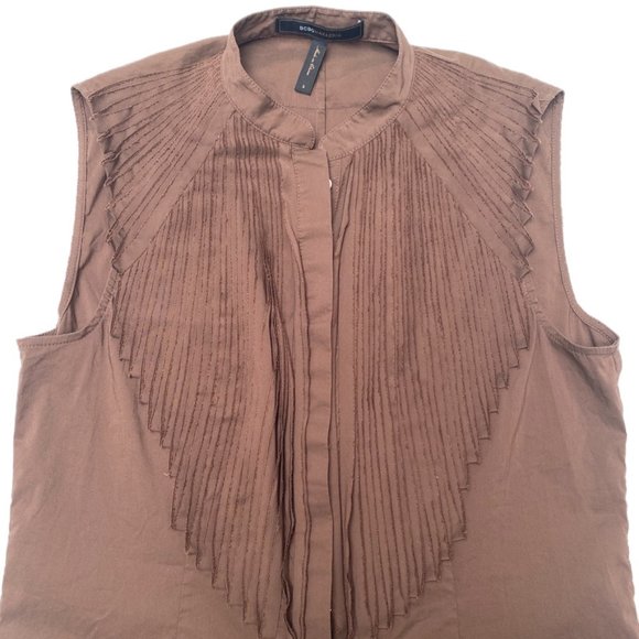 BCBGMaxAzria - Chestnut Western Styled 3/4th Button Down Top, Size Small - Picture 2 of 7